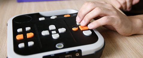 A hand using a screen reader