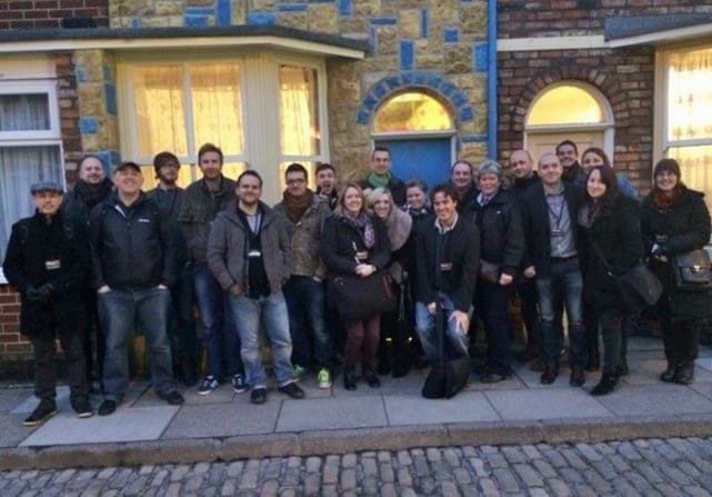 The Sigma team on the Coronation Street set