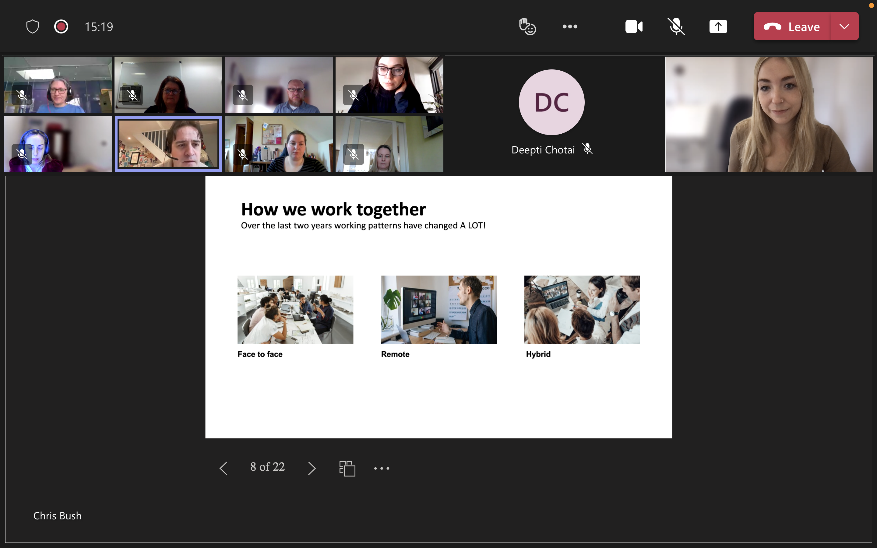 Attendees watch a Manual of Me workshop on Teams 