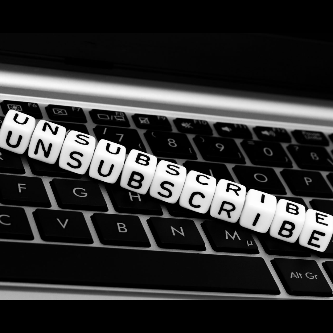 A line of blocks spelling out "unsubscribe". 