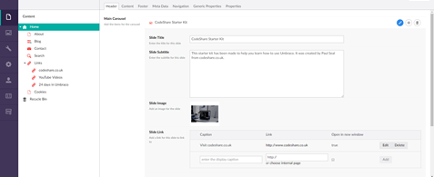 A screenshot of the Umbraco 7 back office
