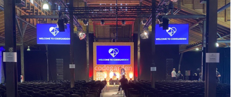 Codegarden conference space with rows of chairs