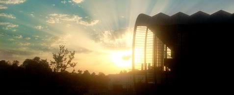 A sunset over the Wellcome Genome Campus in Hinxton.